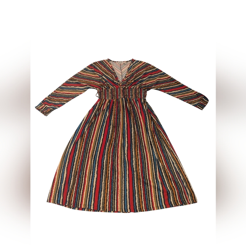 Gold Flava Plus Size Multicolored Striped Long Sleeve Maxi Dress - Sz Plus 22